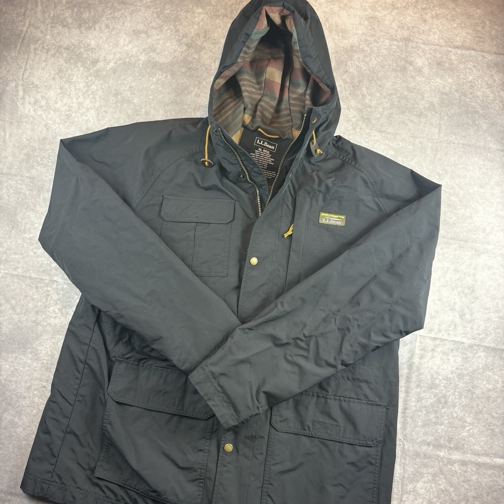 L.L. Bean Jacket Mens XL Black Mountain Classic Water Resistant Hooded 510340